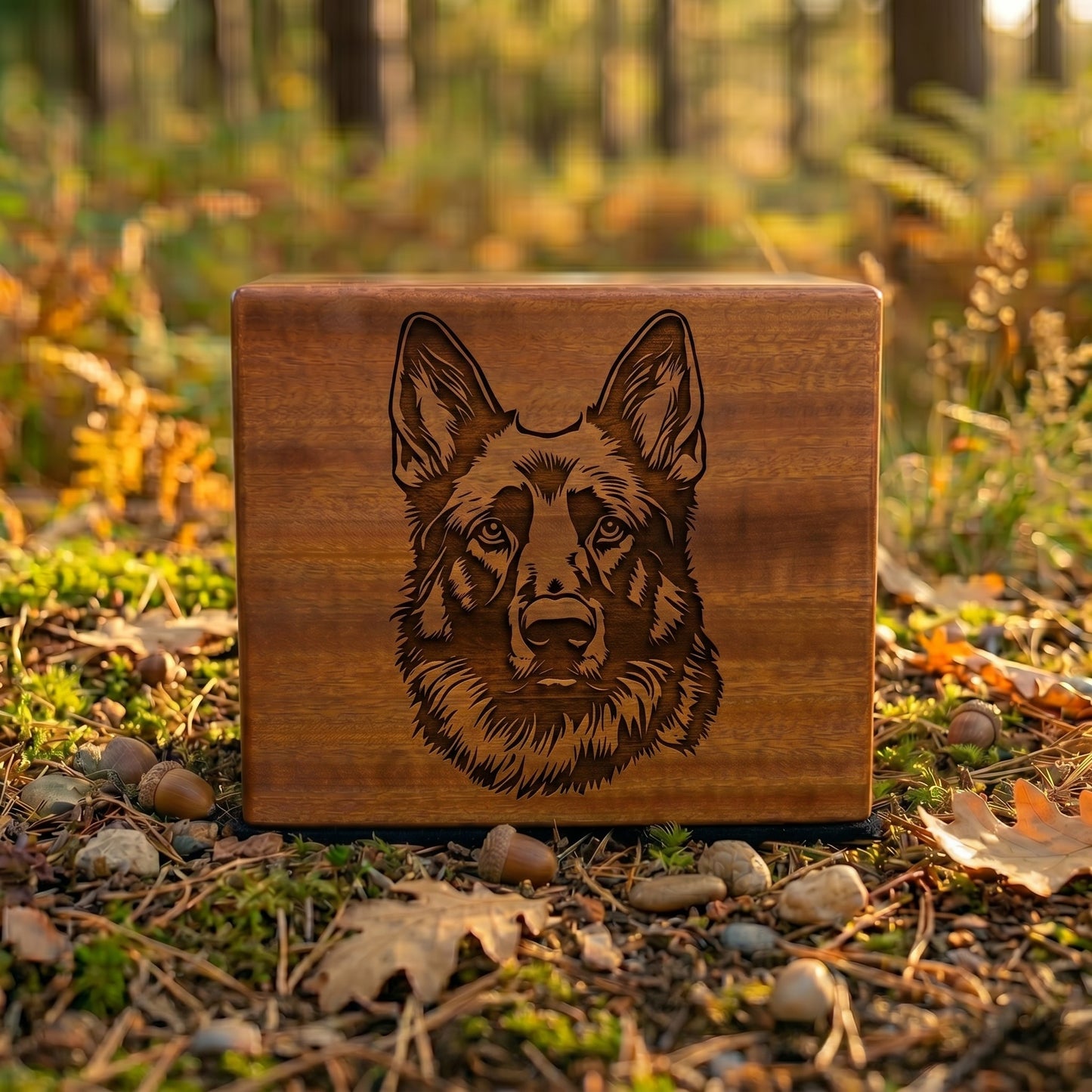 German Shepherd Stencil Engraved Wood Memorial