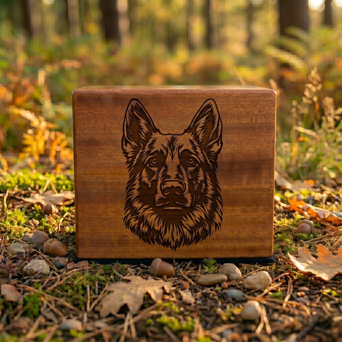 German Shepherd Stencil Engraved Wood Memorial