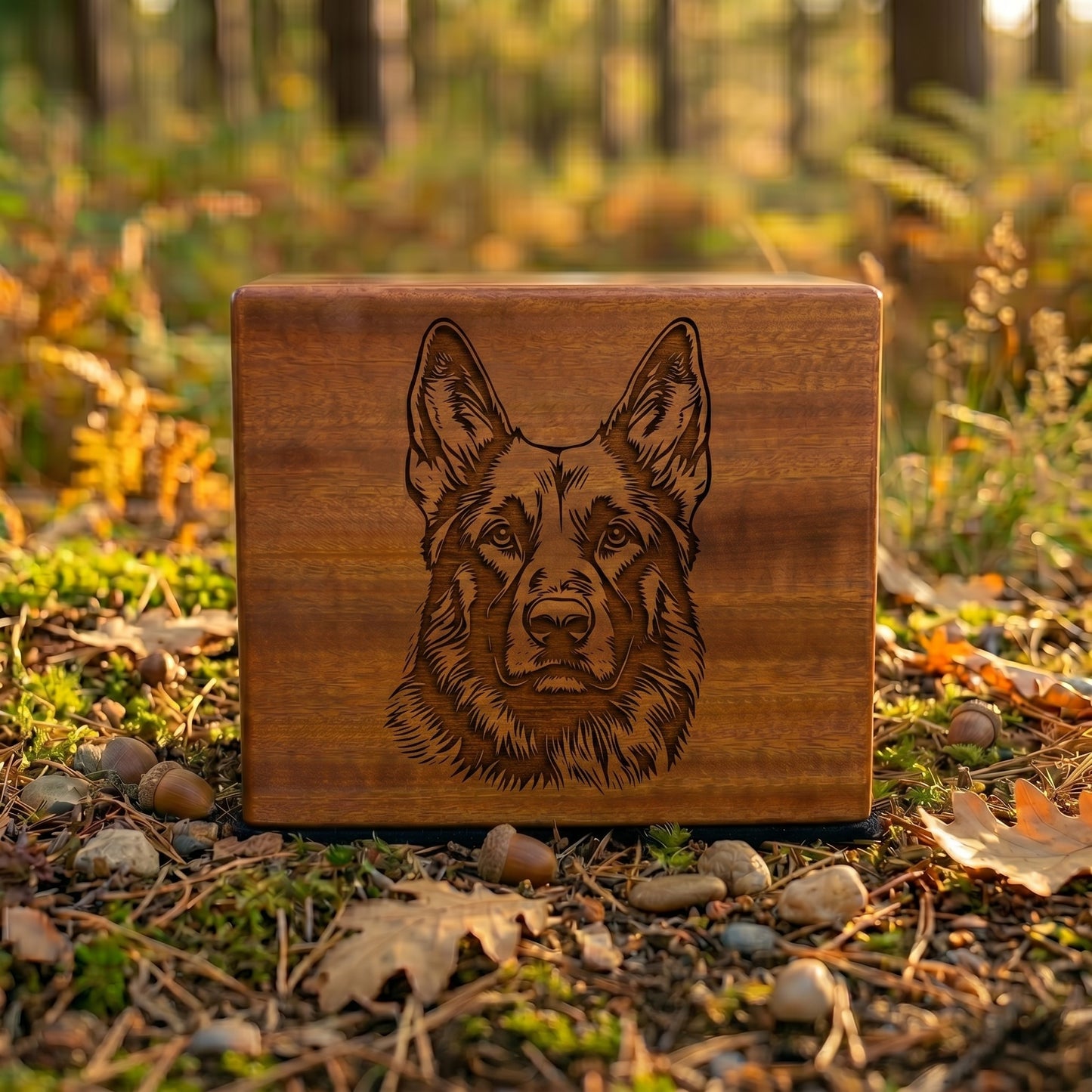 German Shepherd Stencil Engraved Wood Memorial
