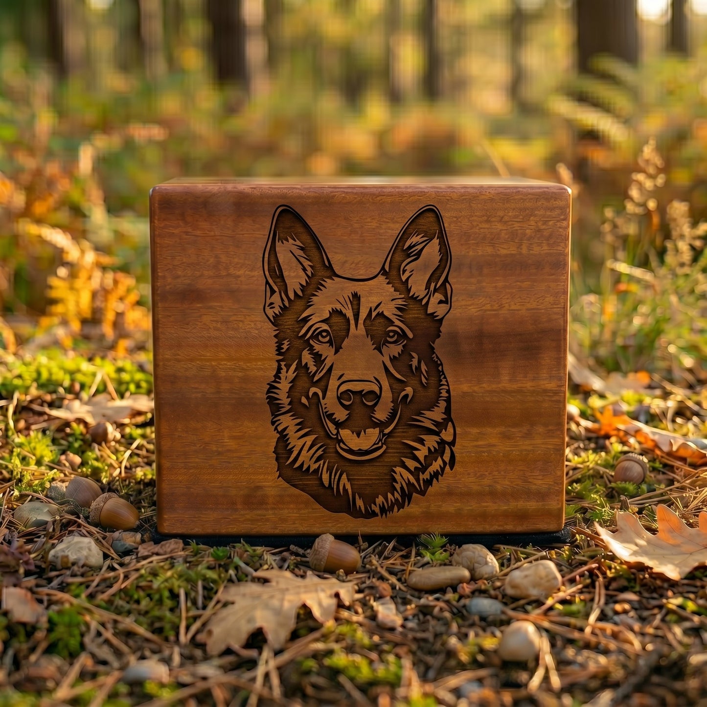 German Shepherd Stencil Engraved Wood Memorial