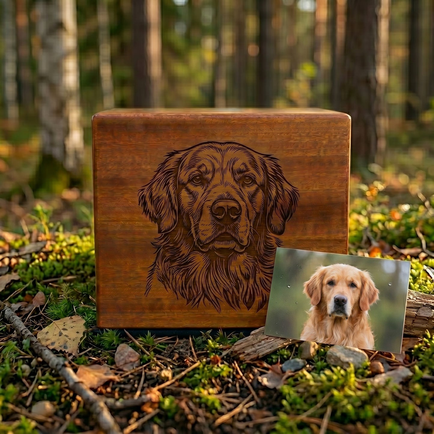 Custom Engraved Dog Wood Memorial