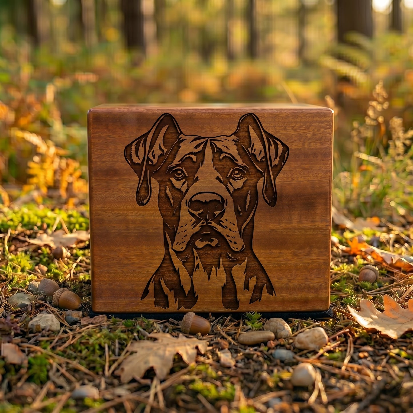 Great Dane Stencil Engraved Wood Memorial