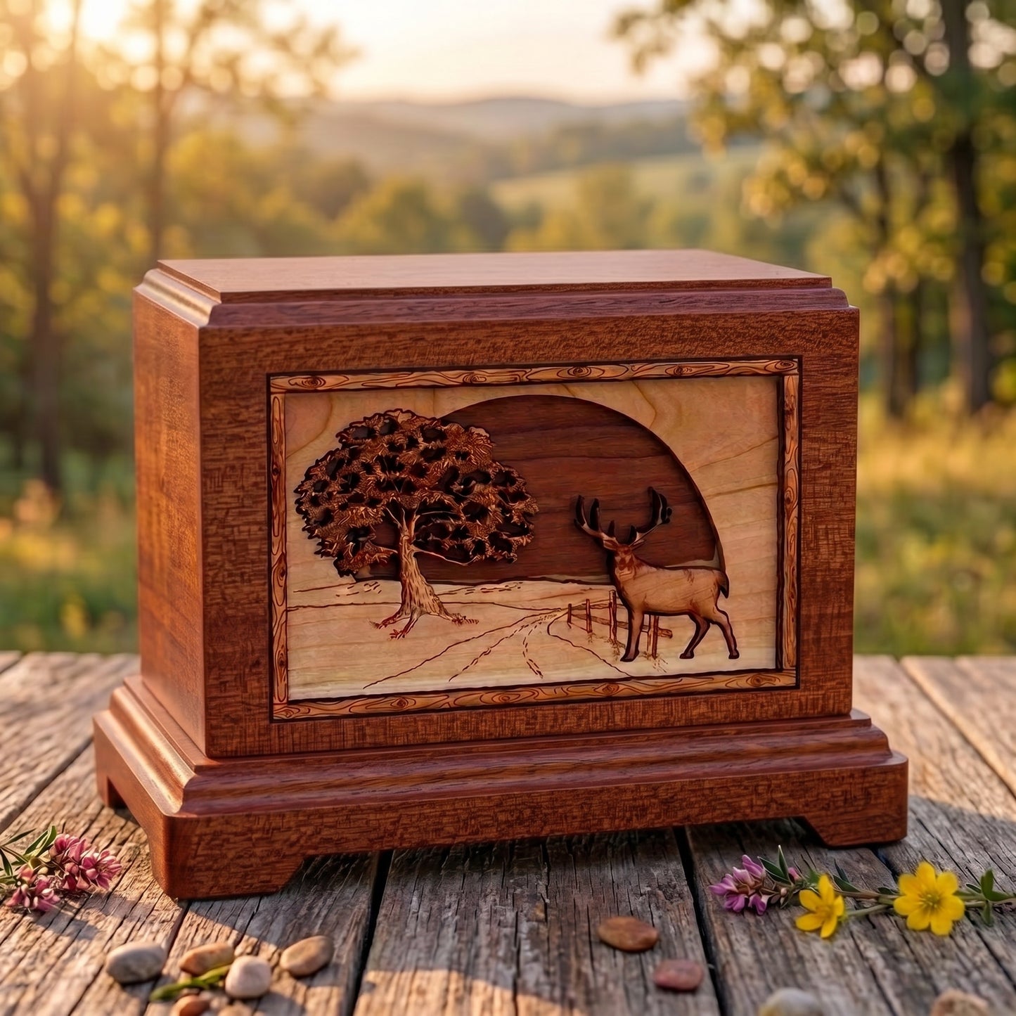 Hampton Heartland Whitetail Deer Wood Memorial