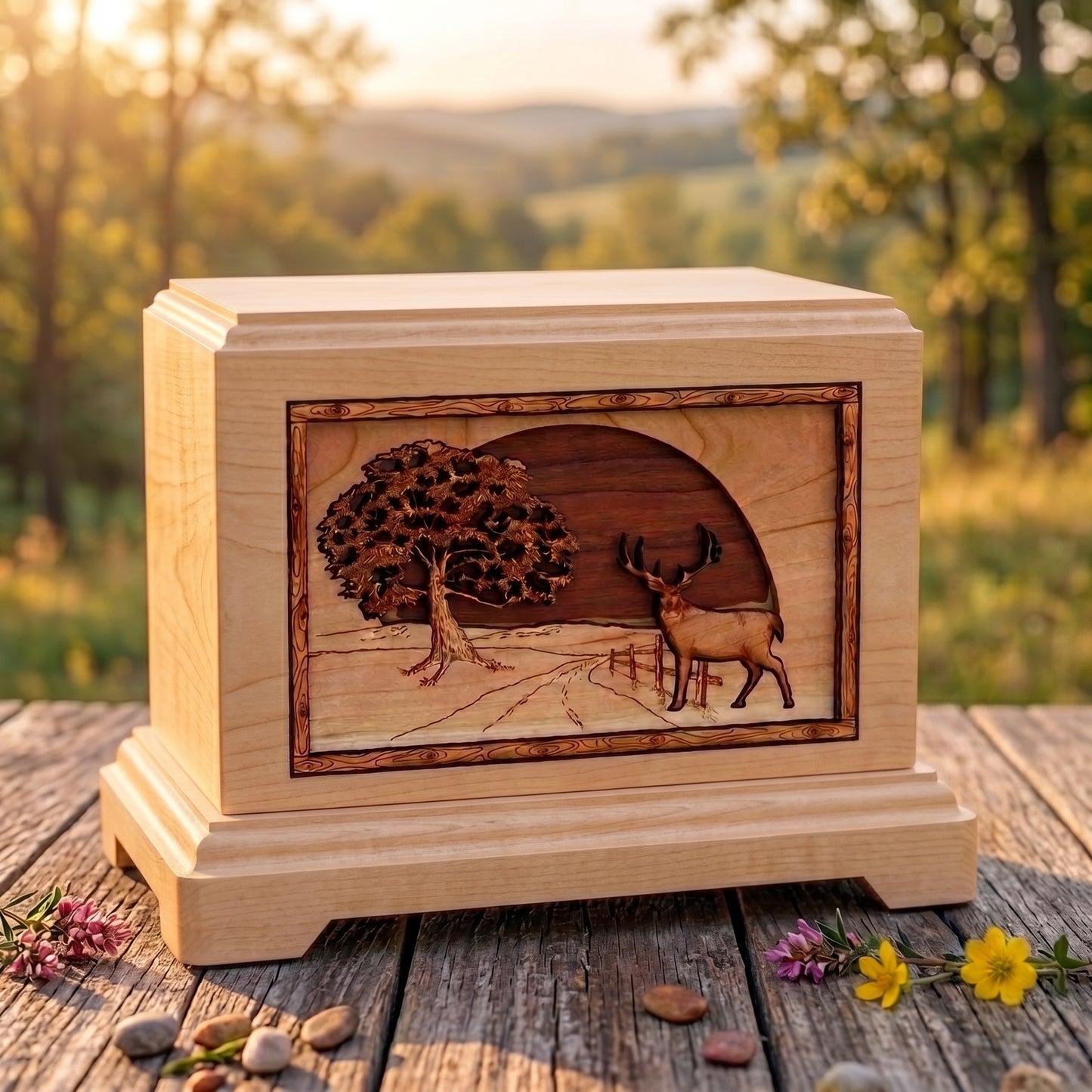 Hampton Heartland Whitetail Deer Wood Memorial