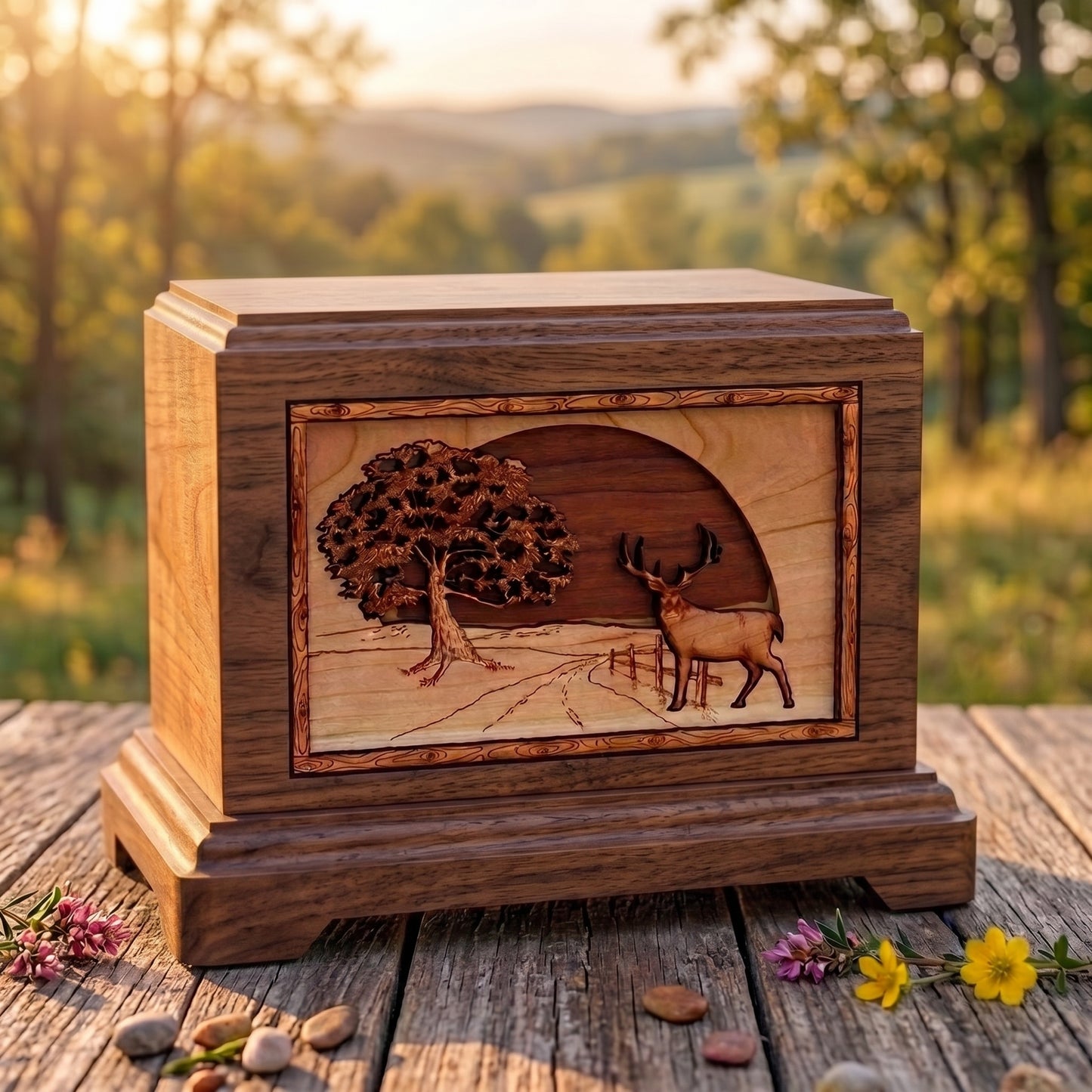 Hampton Heartland Whitetail Deer Wood Memorial