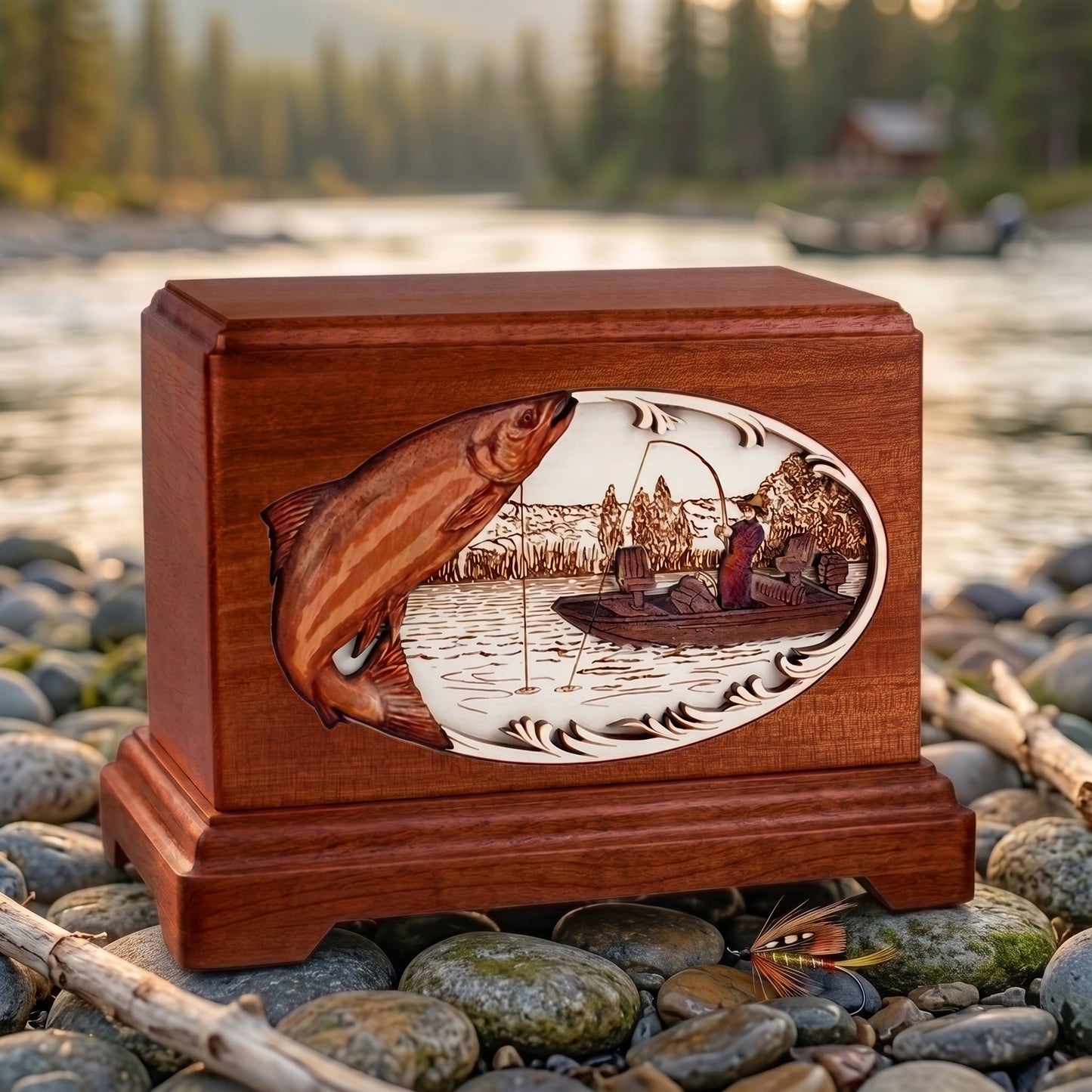 Hampton Salmon Boat Fishing Wood Memorial