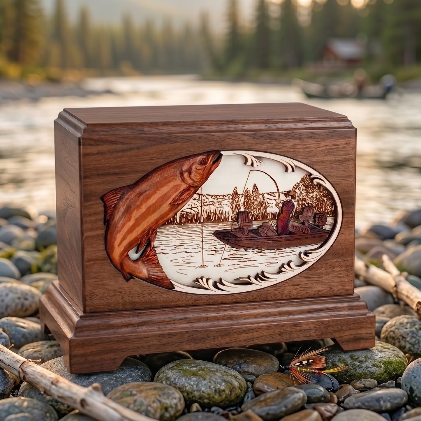 Hampton Salmon Boat Fishing Wood Memorial