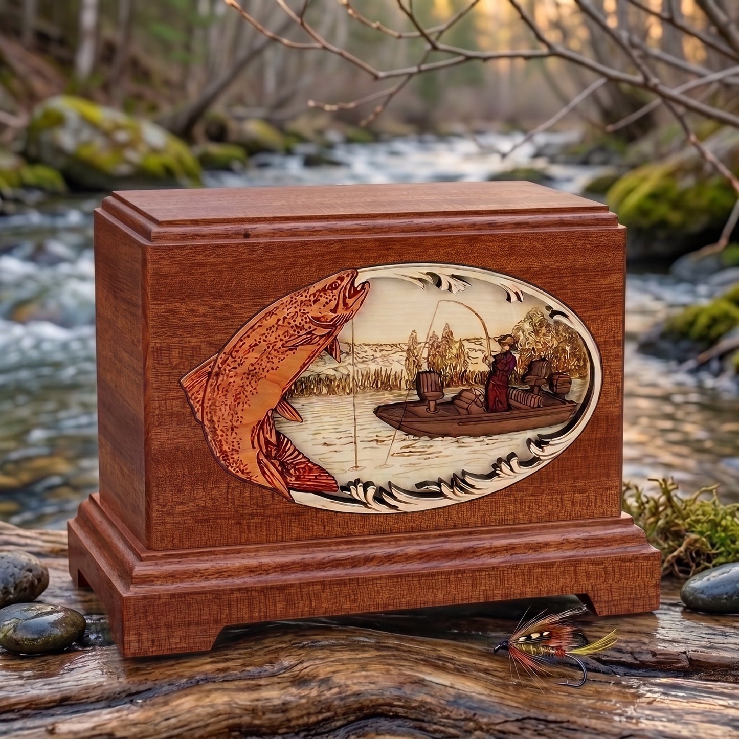 Hampton Trout Boat Fishing Wood Memorial