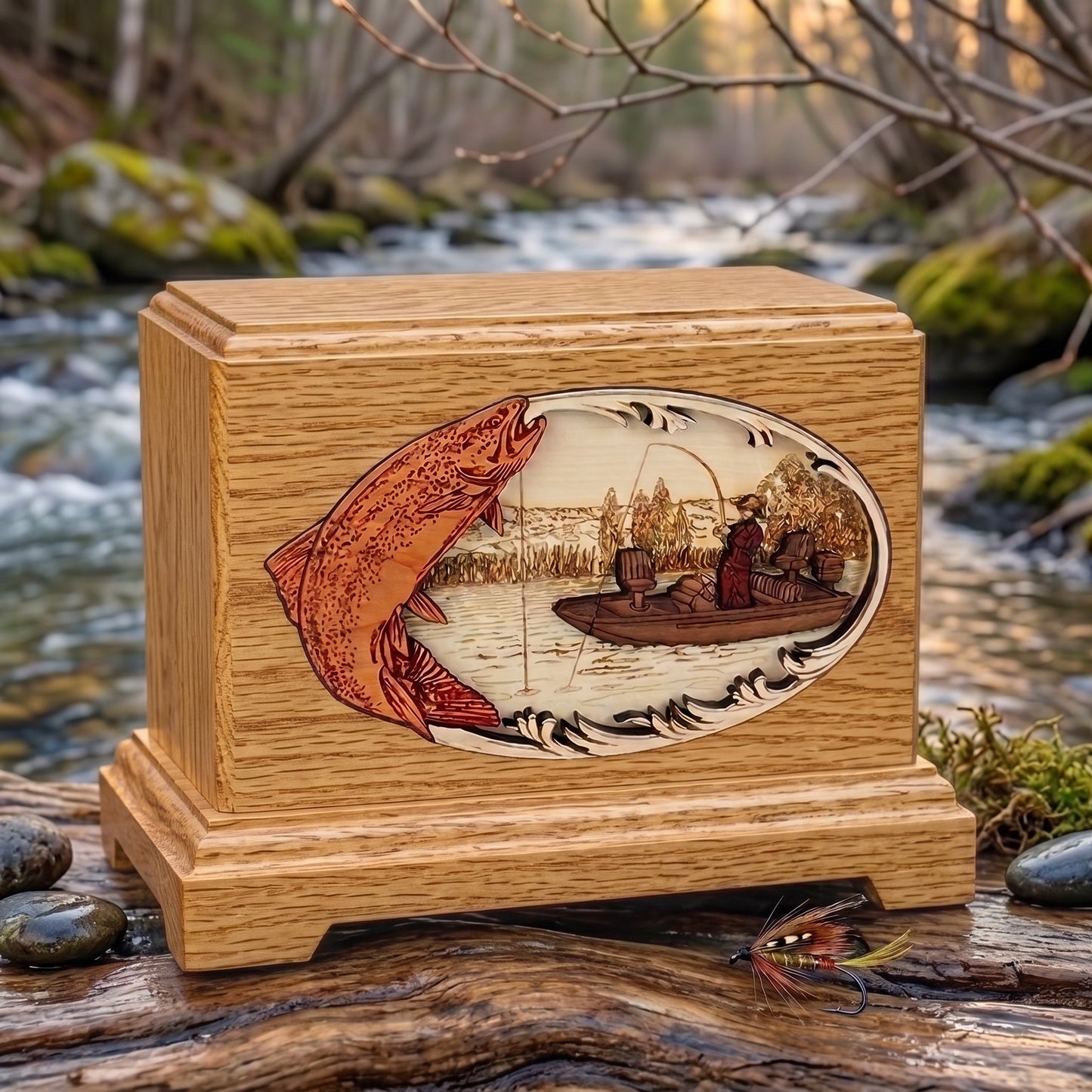 Hampton Trout Boat Fishing Wood Memorial