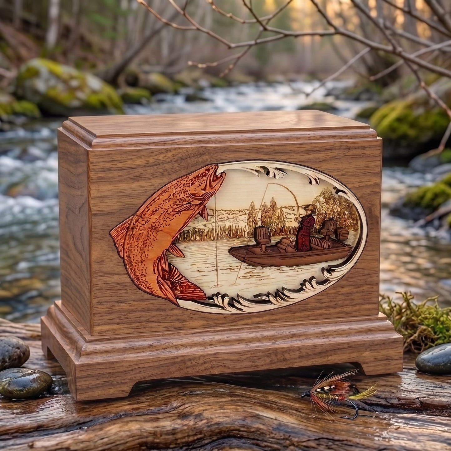 Hampton Trout Boat Fishing Wood Memorial