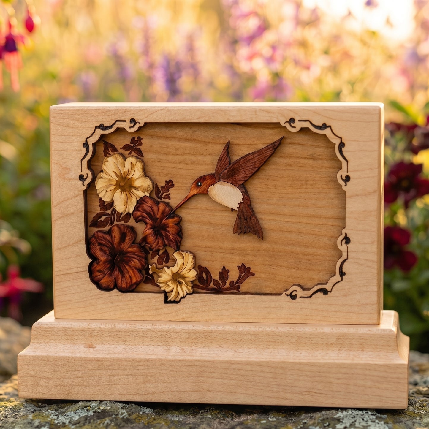 Hummingbird Keepsake Wood Memorial
