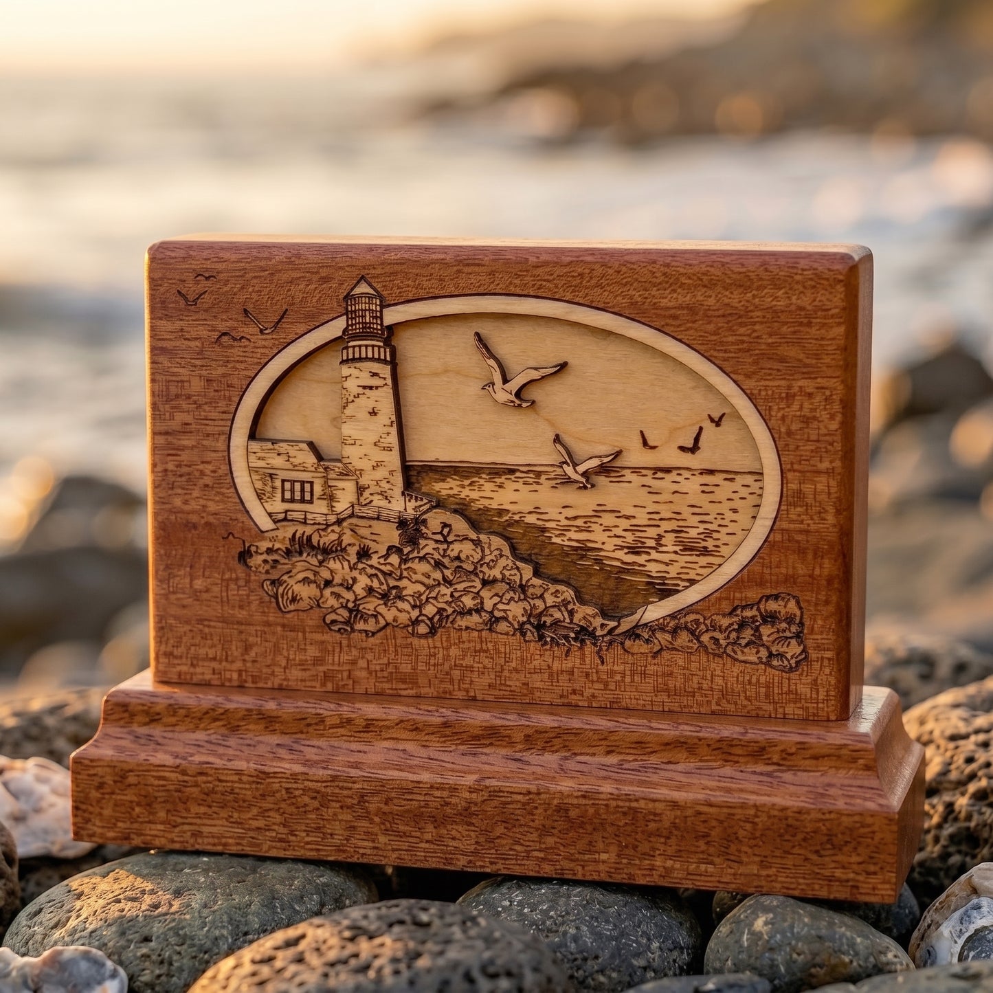 Lighthouse Keepsake Wood Memorial