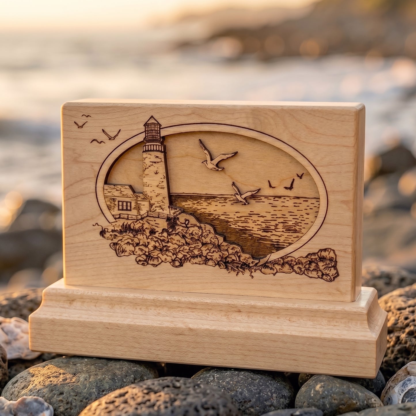 Lighthouse Keepsake Wood Memorial