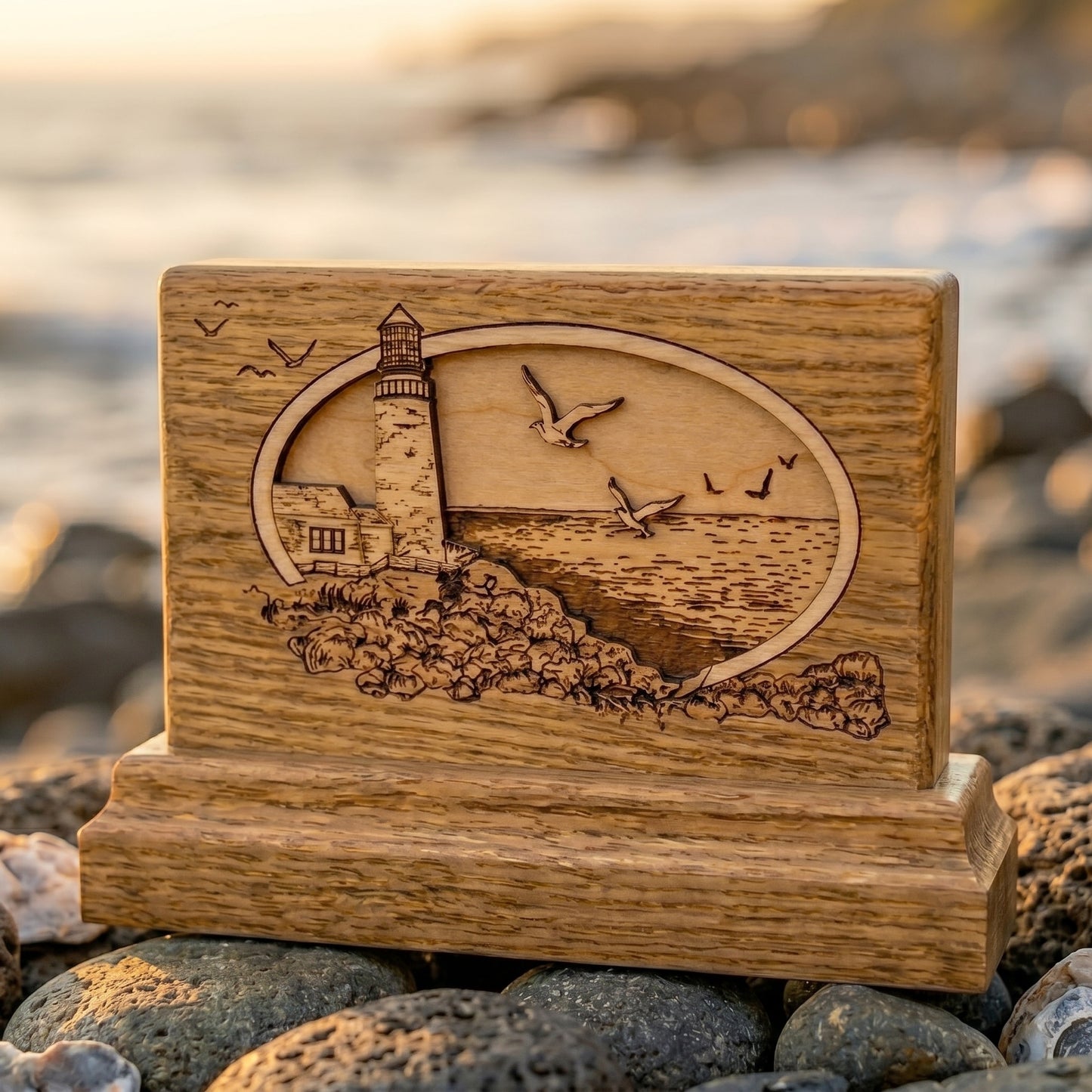 Lighthouse Keepsake Wood Memorial