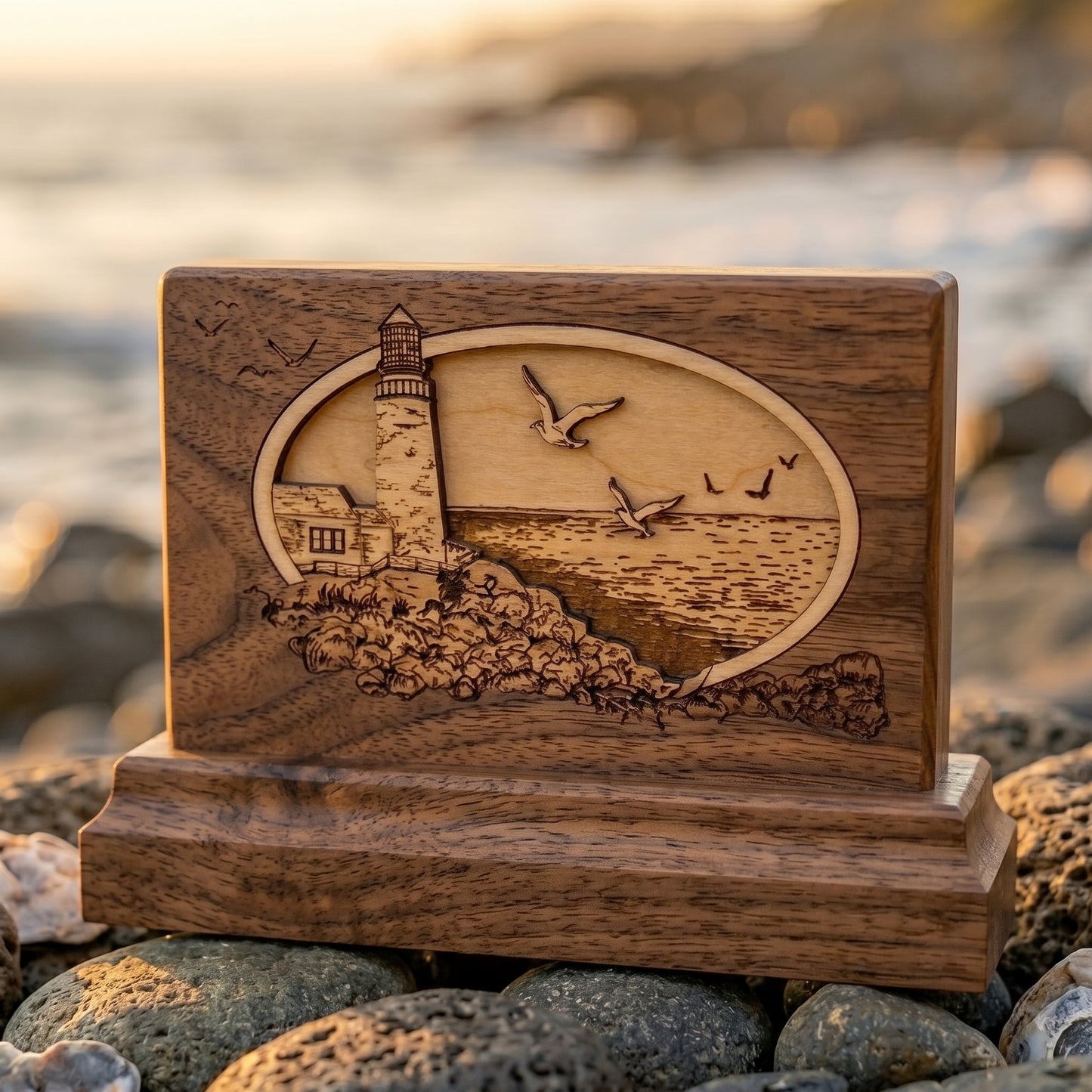 Lighthouse Keepsake Wood Memorial