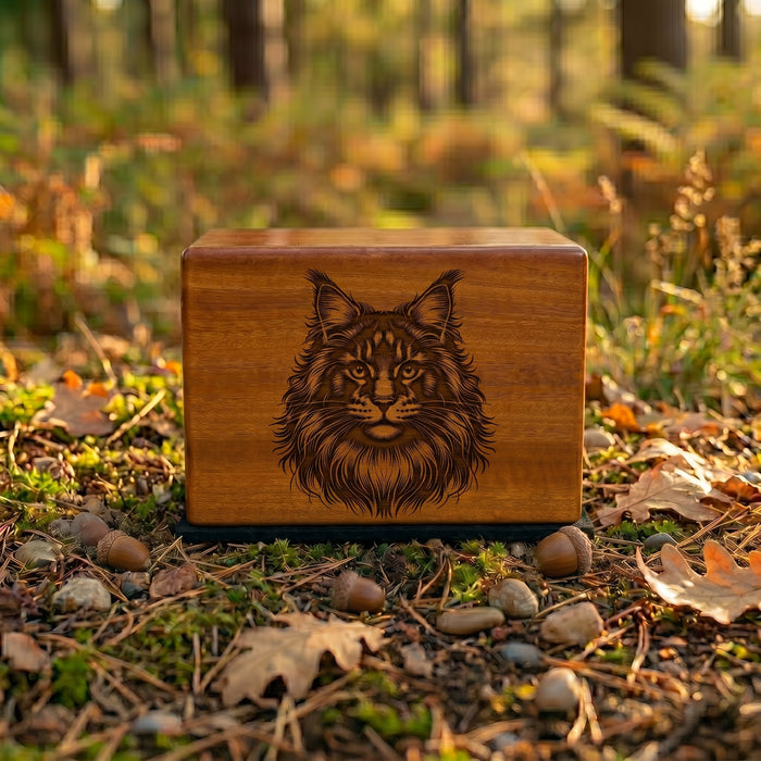Maine Coon Stencil Engraved Wood Memorial