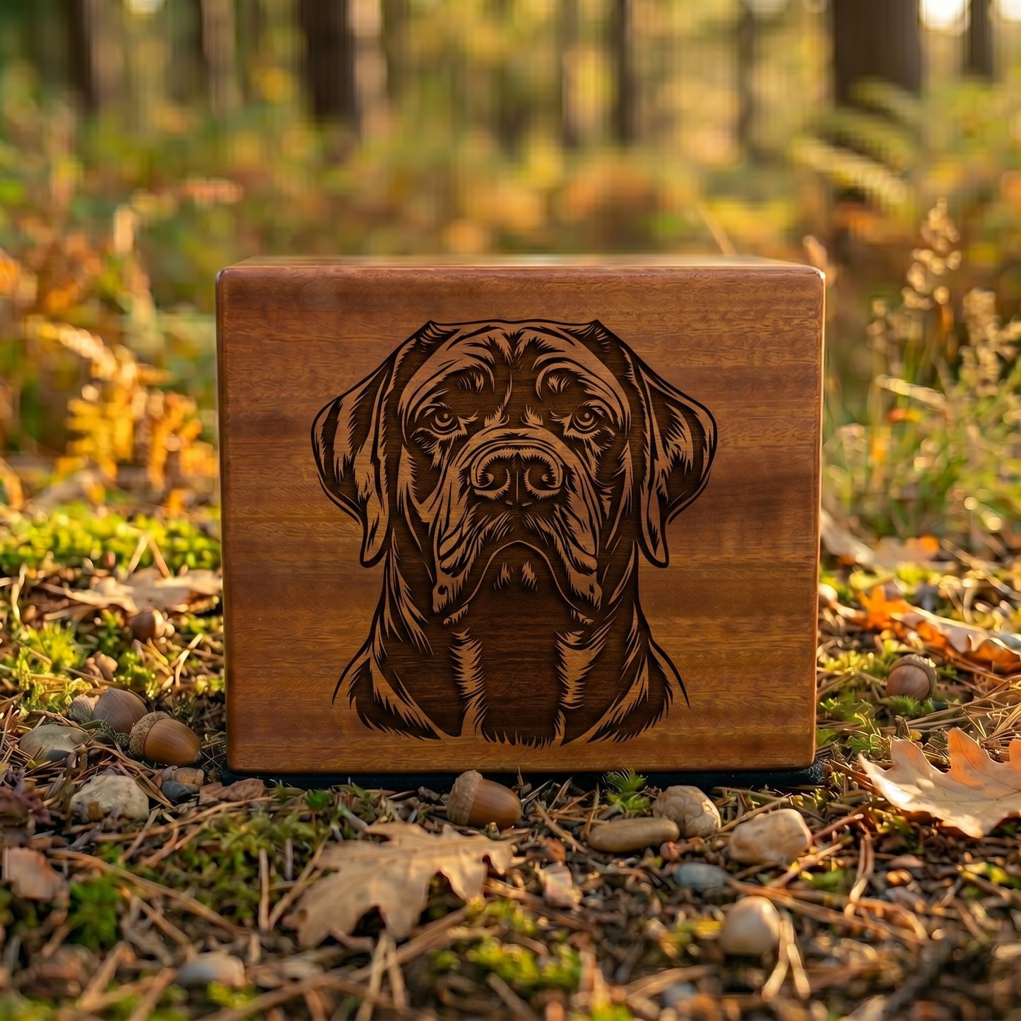 Mastiff Stencil Engraved Wood Memorial