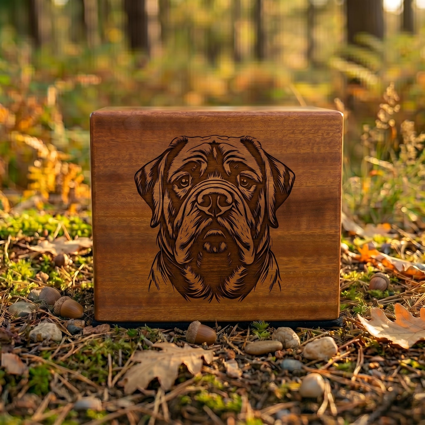 Mastiff Stencil Engraved Wood Memorial