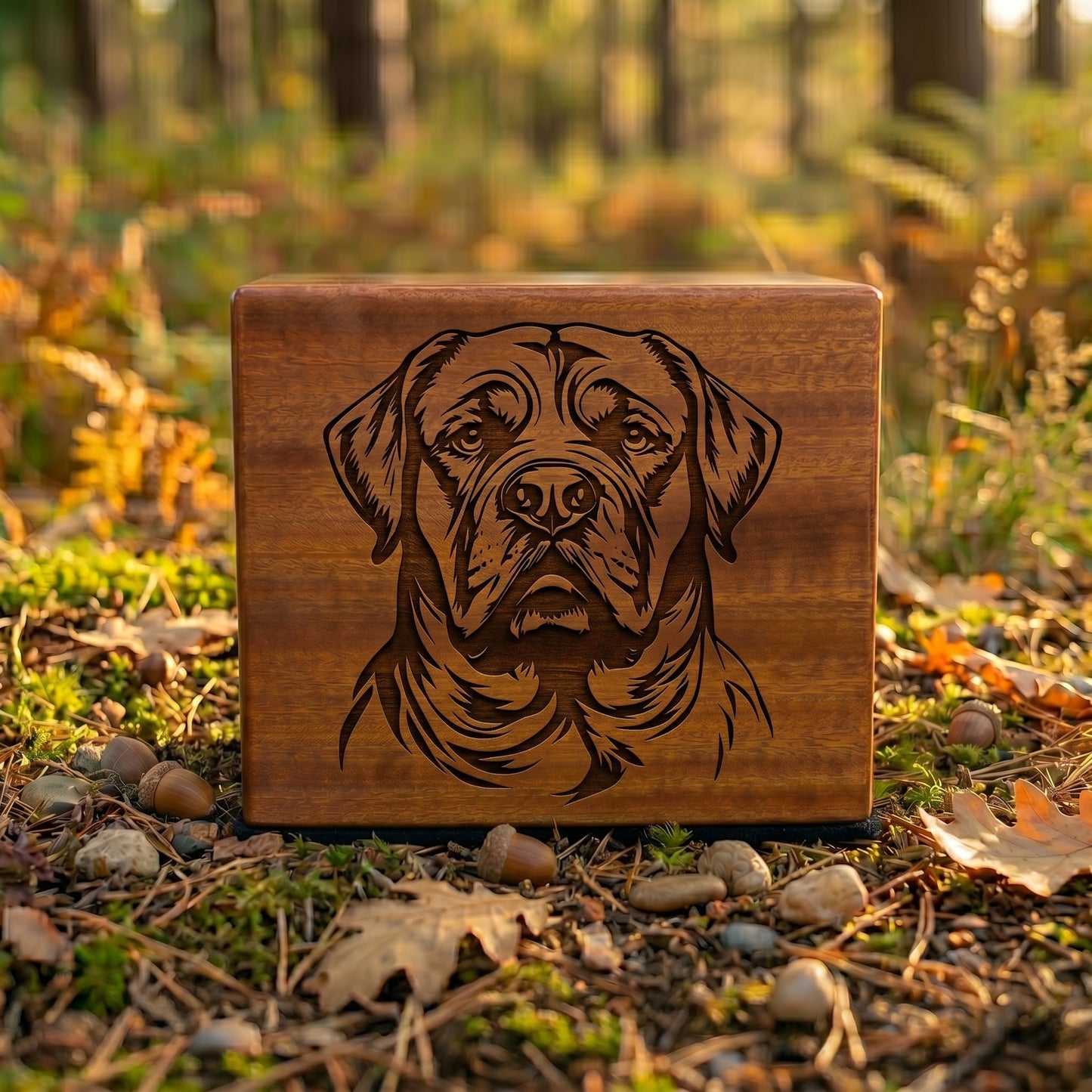 Mastiff Stencil Engraved Wood Memorial