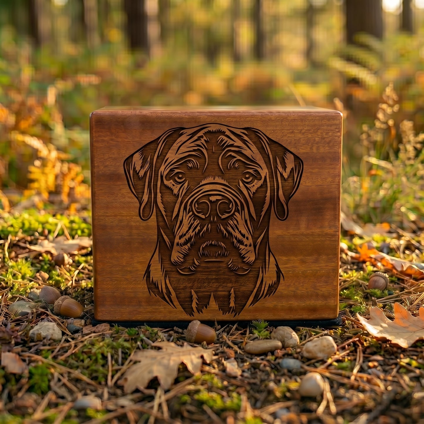 Mastiff Stencil Engraved Wood Memorial