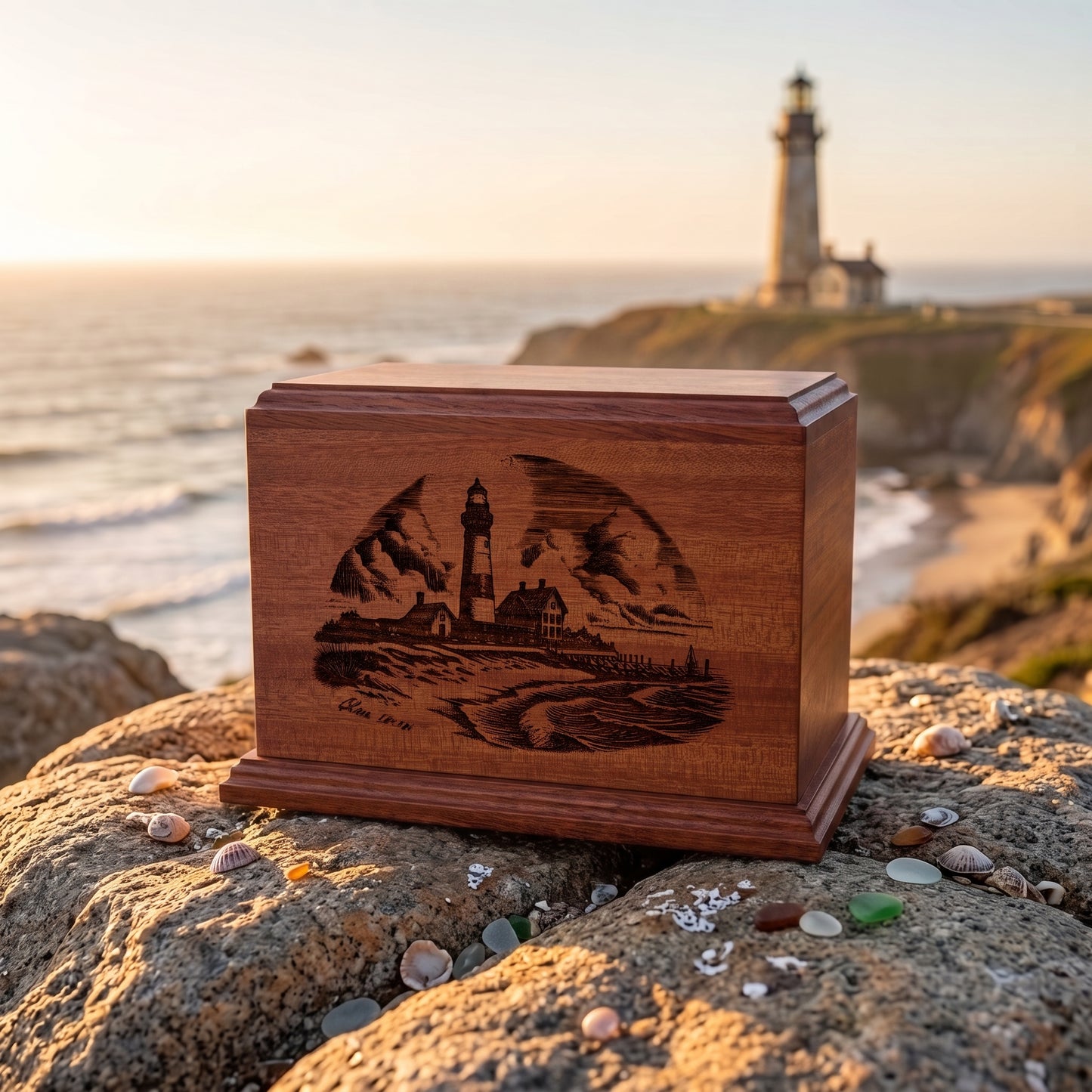 Newport Lighthouse on The Beach Wood Memorial