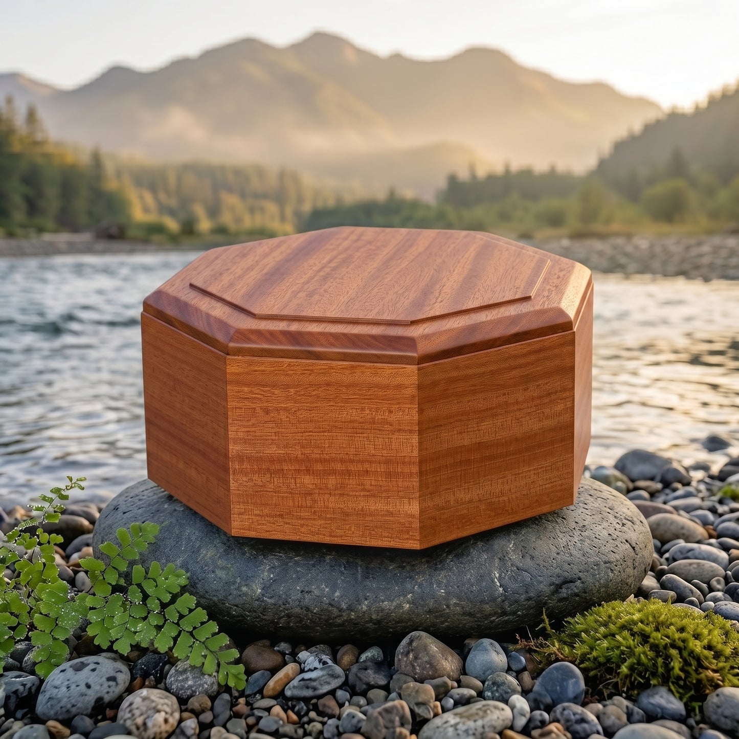 Octagon Wood Urn