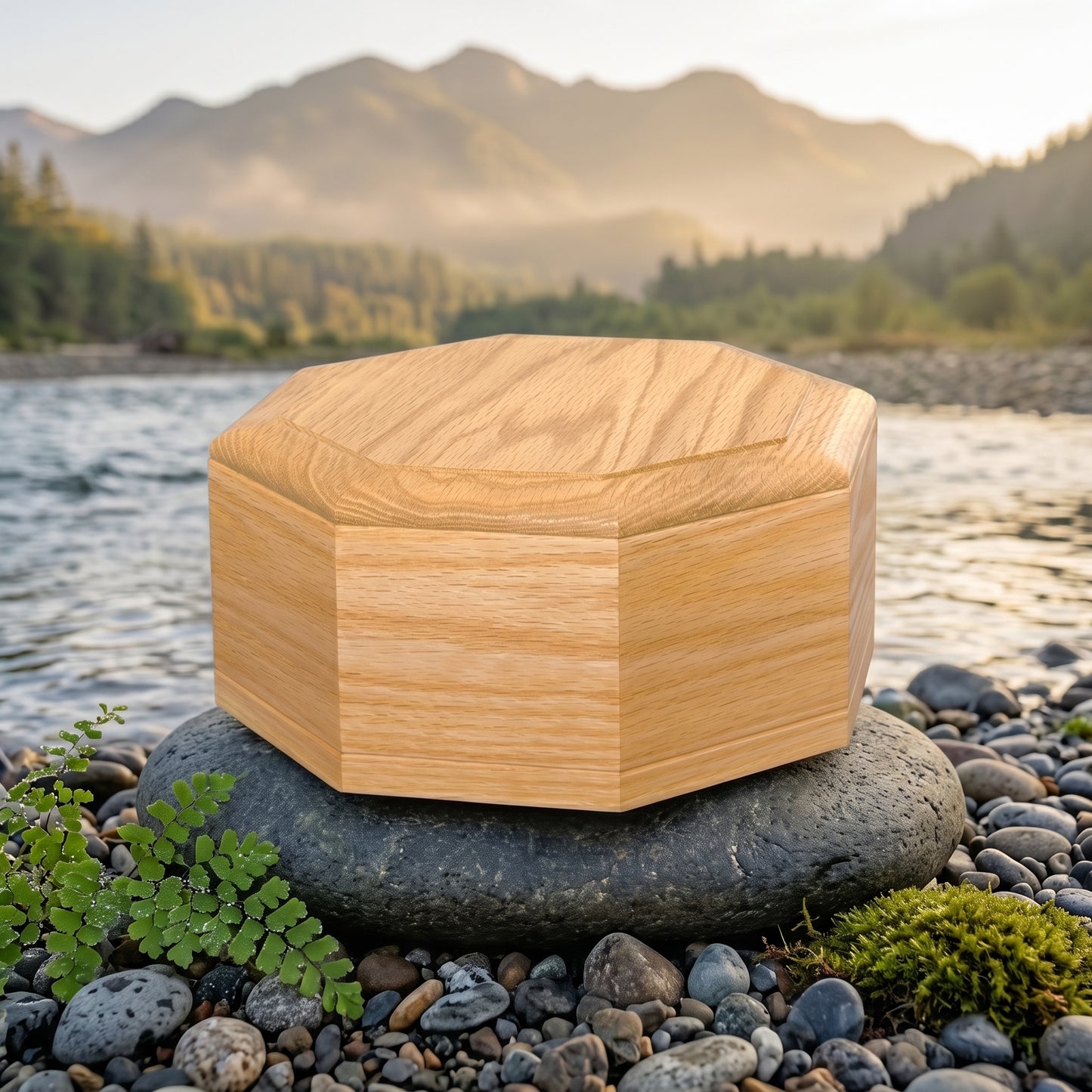 Octagon Wood Urn