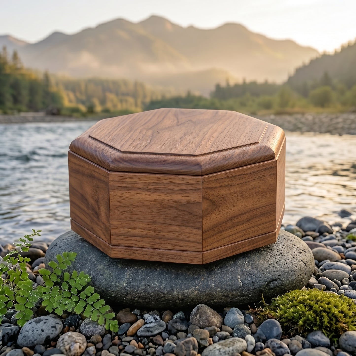 Octagon Wood Urn