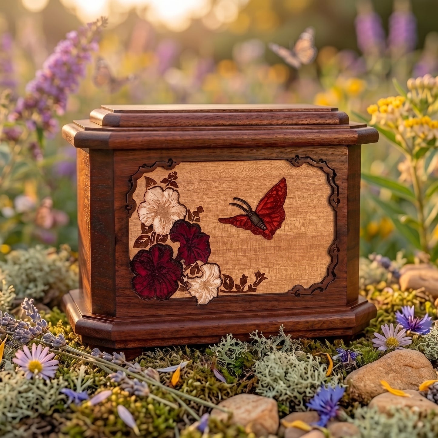 Octagon Butterfly Wood Memorial