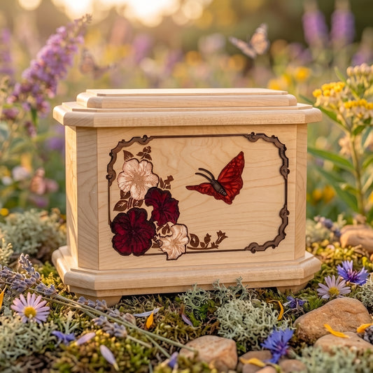 Octagon Butterfly Wood Memorial