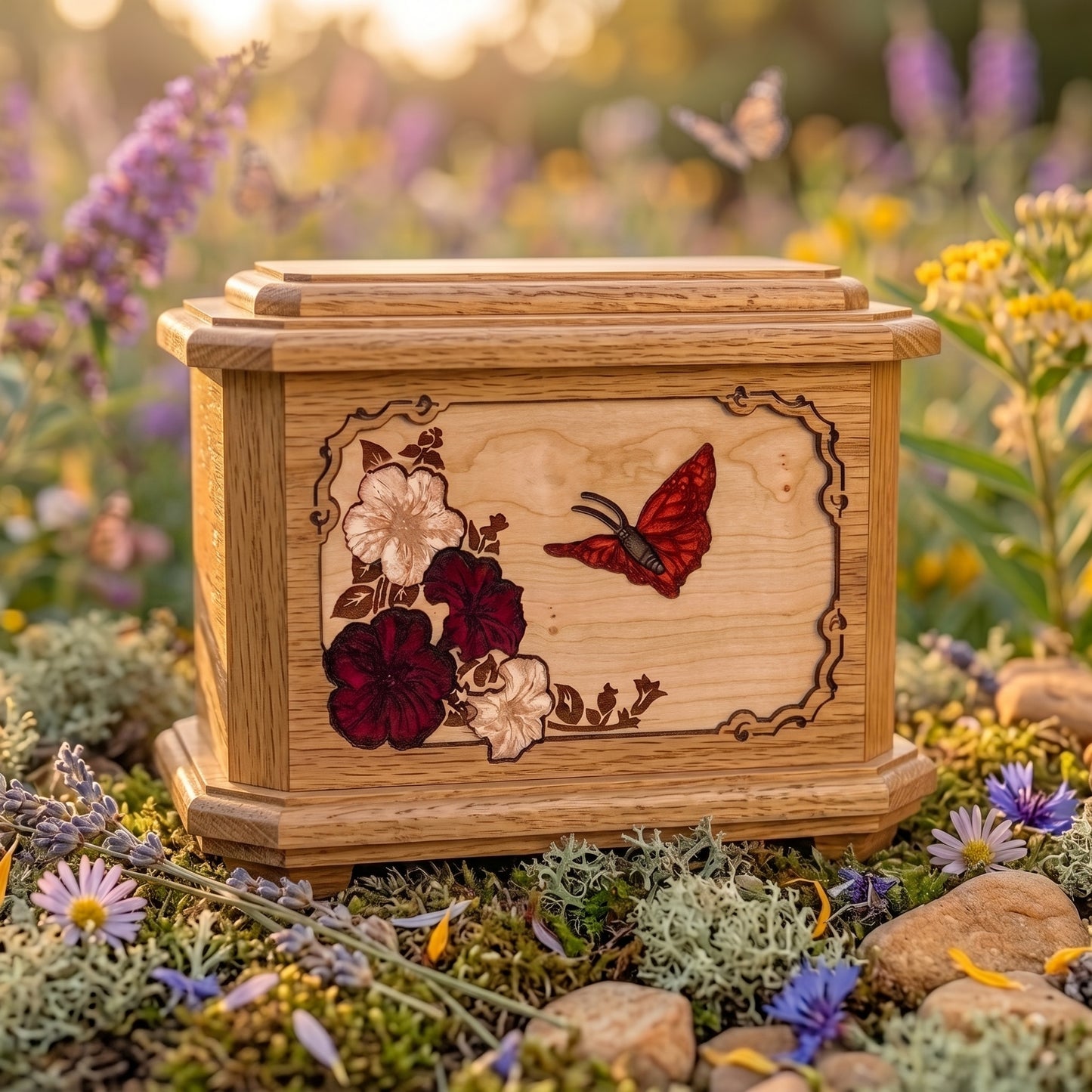 Octagon Butterfly Wood Memorial