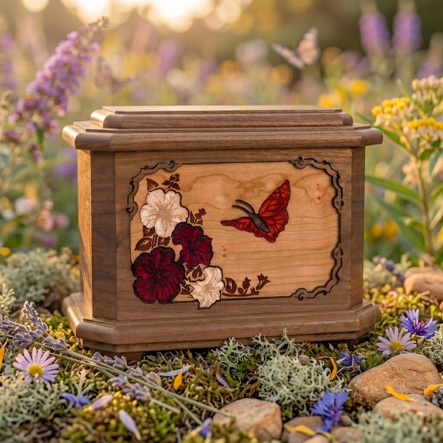 Octagon Butterfly Wood Memorial