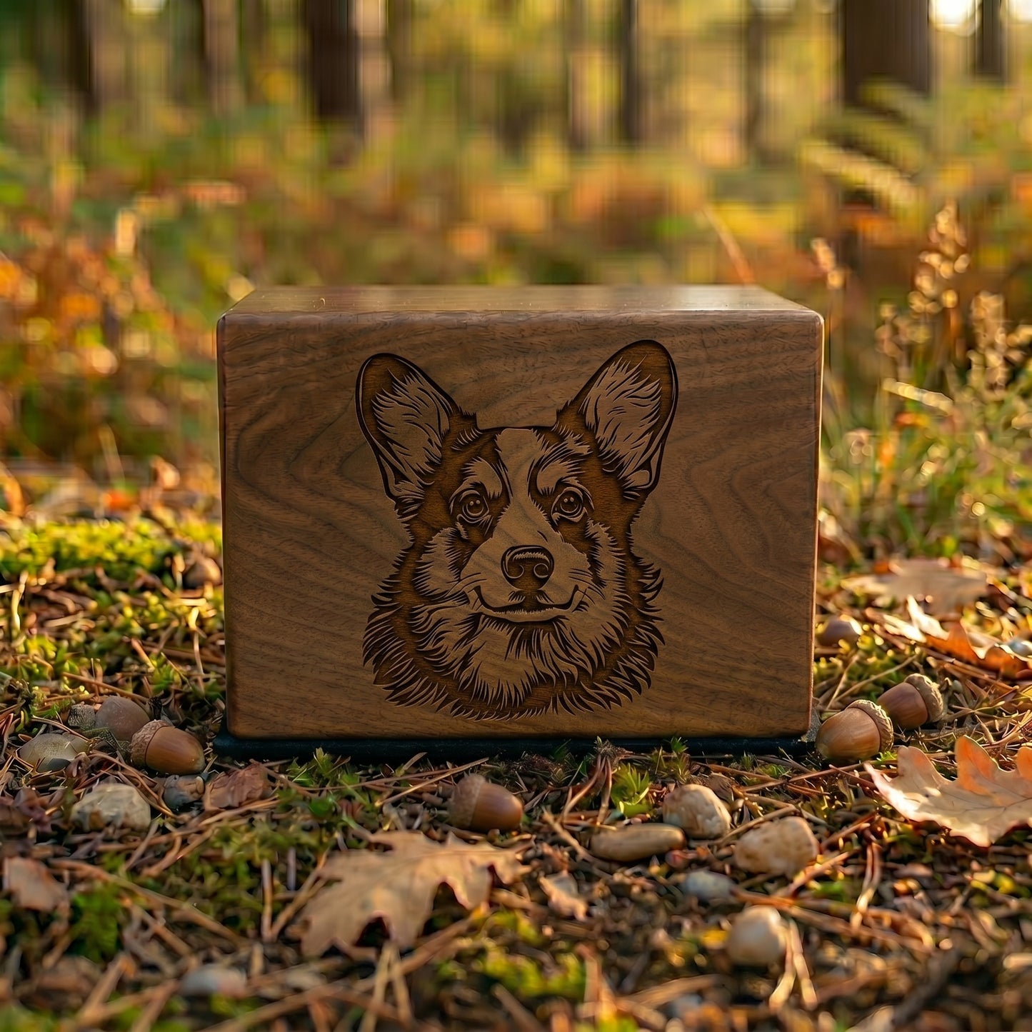 Pembroke Welsh Corgi Stencil Engraved Wood Memorial