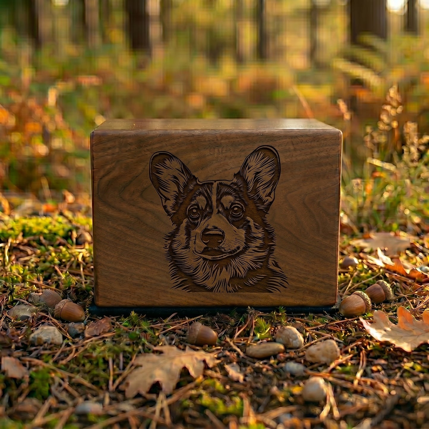 Pembroke Welsh Corgi Stencil Engraved Wood Memorial