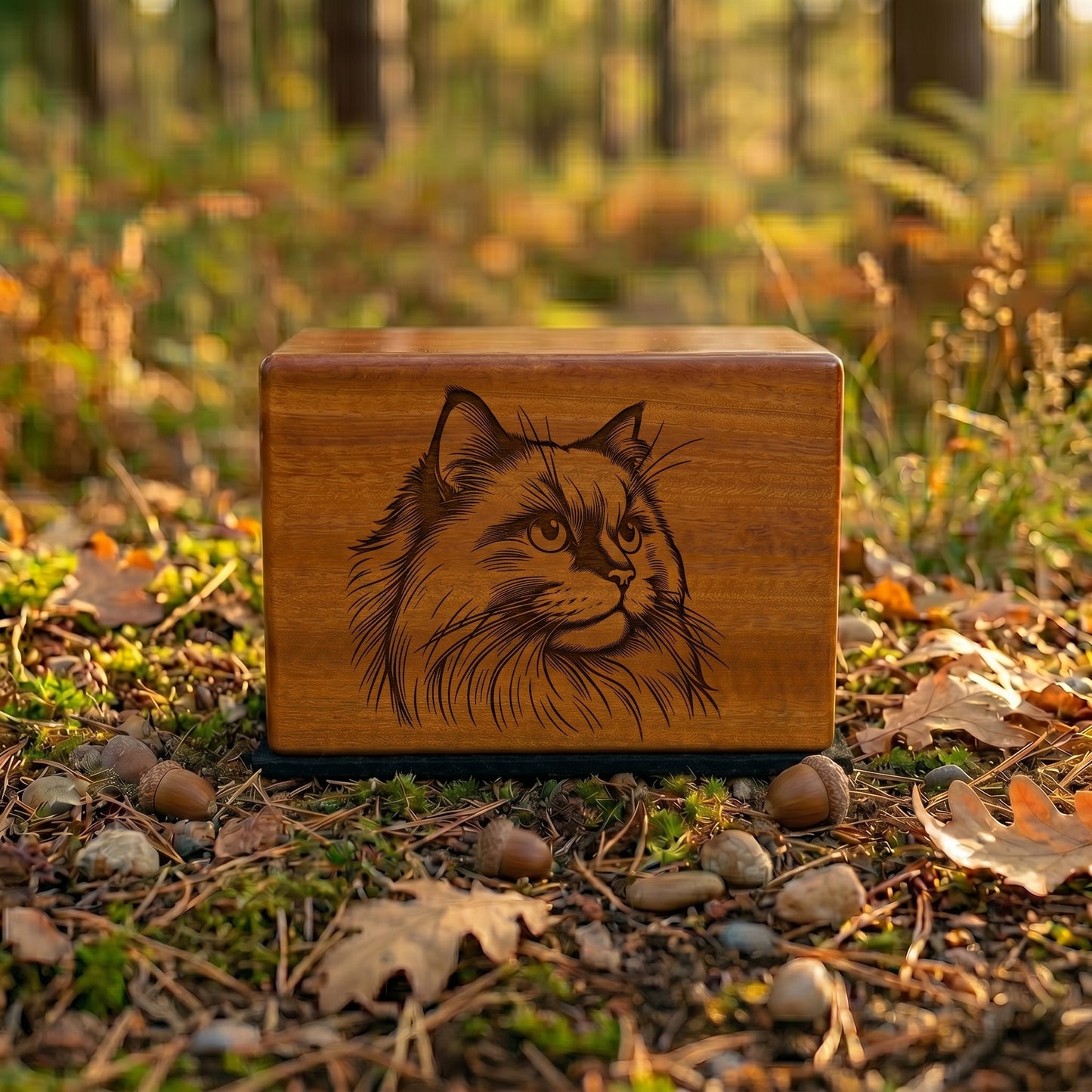 Ragdoll Stencil Engraved Wood Memorial