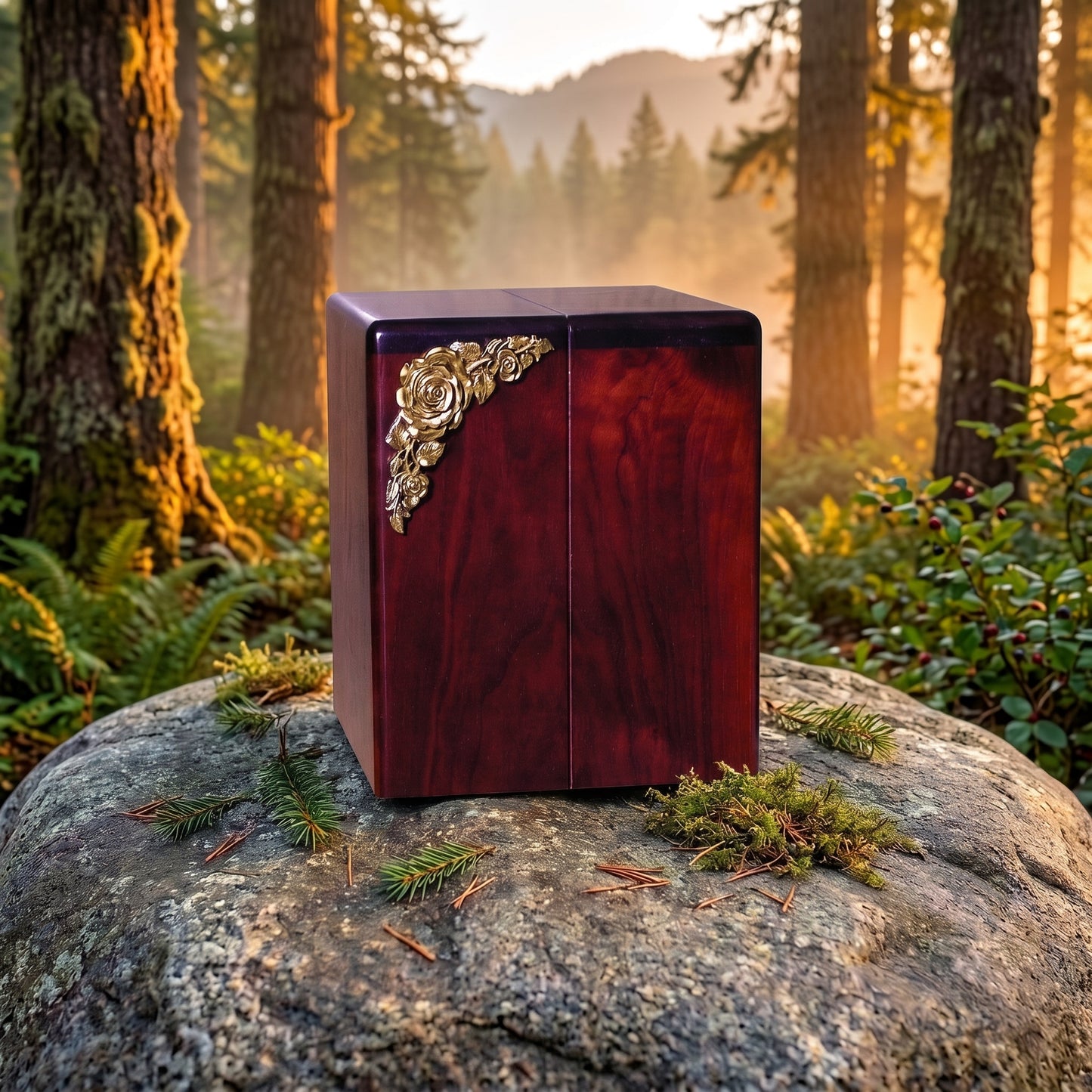Roses Companion Wood Urn