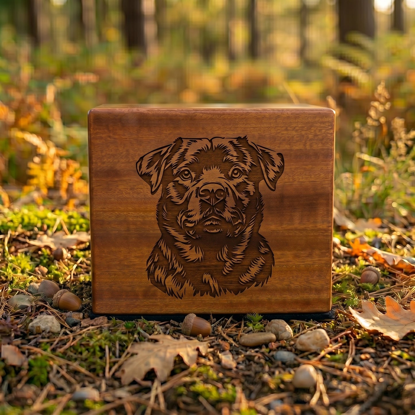 Rottweiler Stencil Engraved Wood Memorial