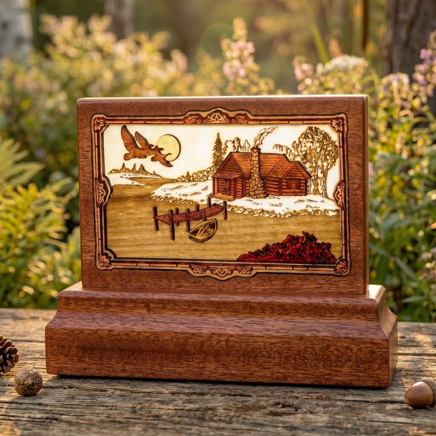 Rustic Paradise Keepsake Wood Memorial
