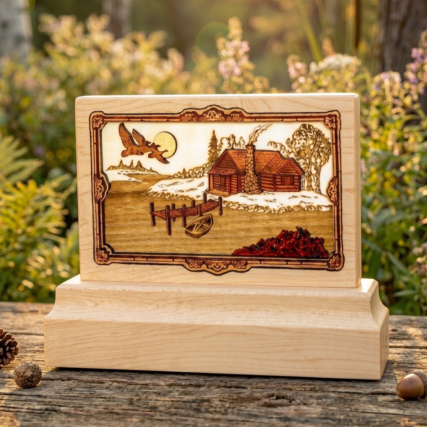 Rustic Paradise Keepsake Wood Memorial