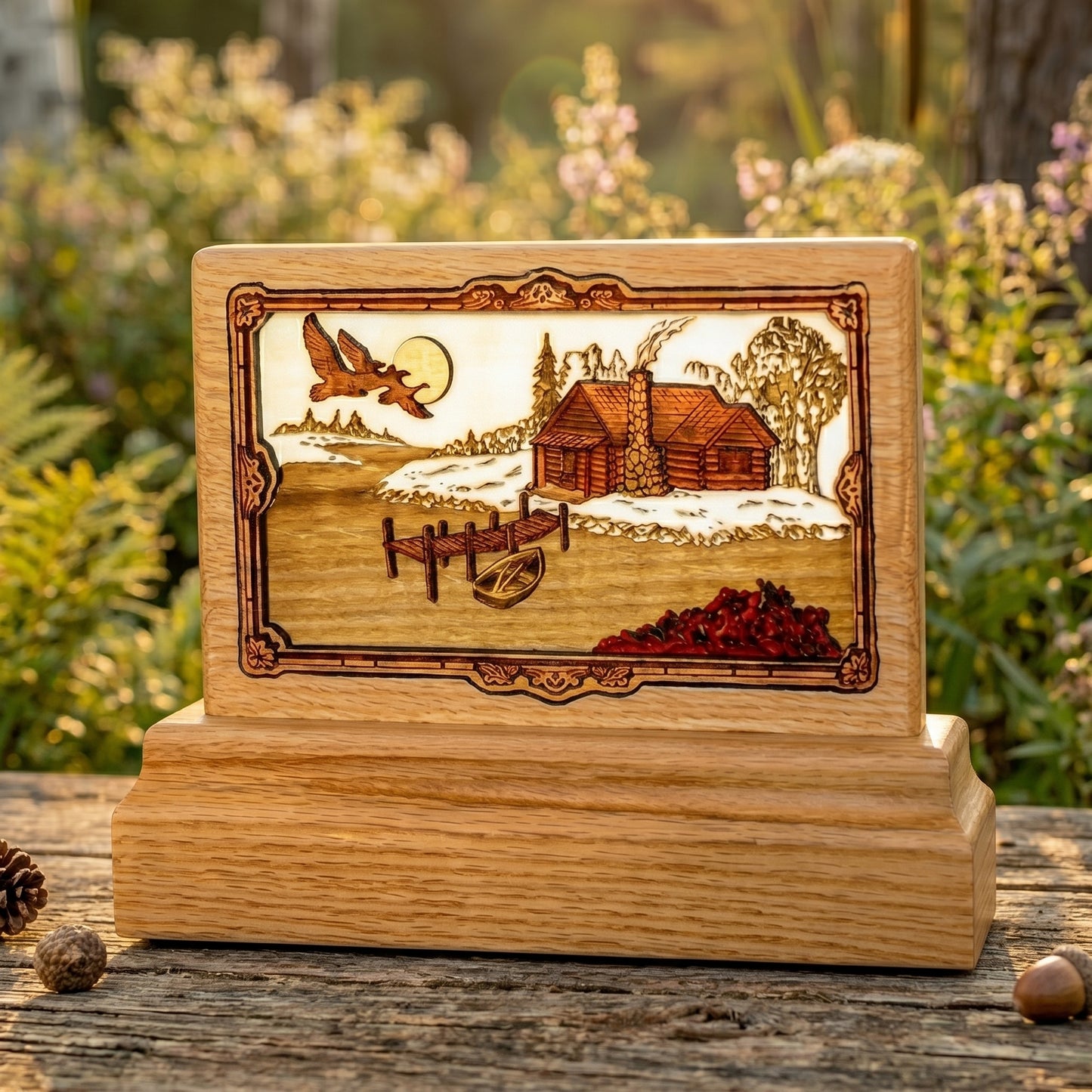 Rustic Paradise Keepsake Wood Memorial