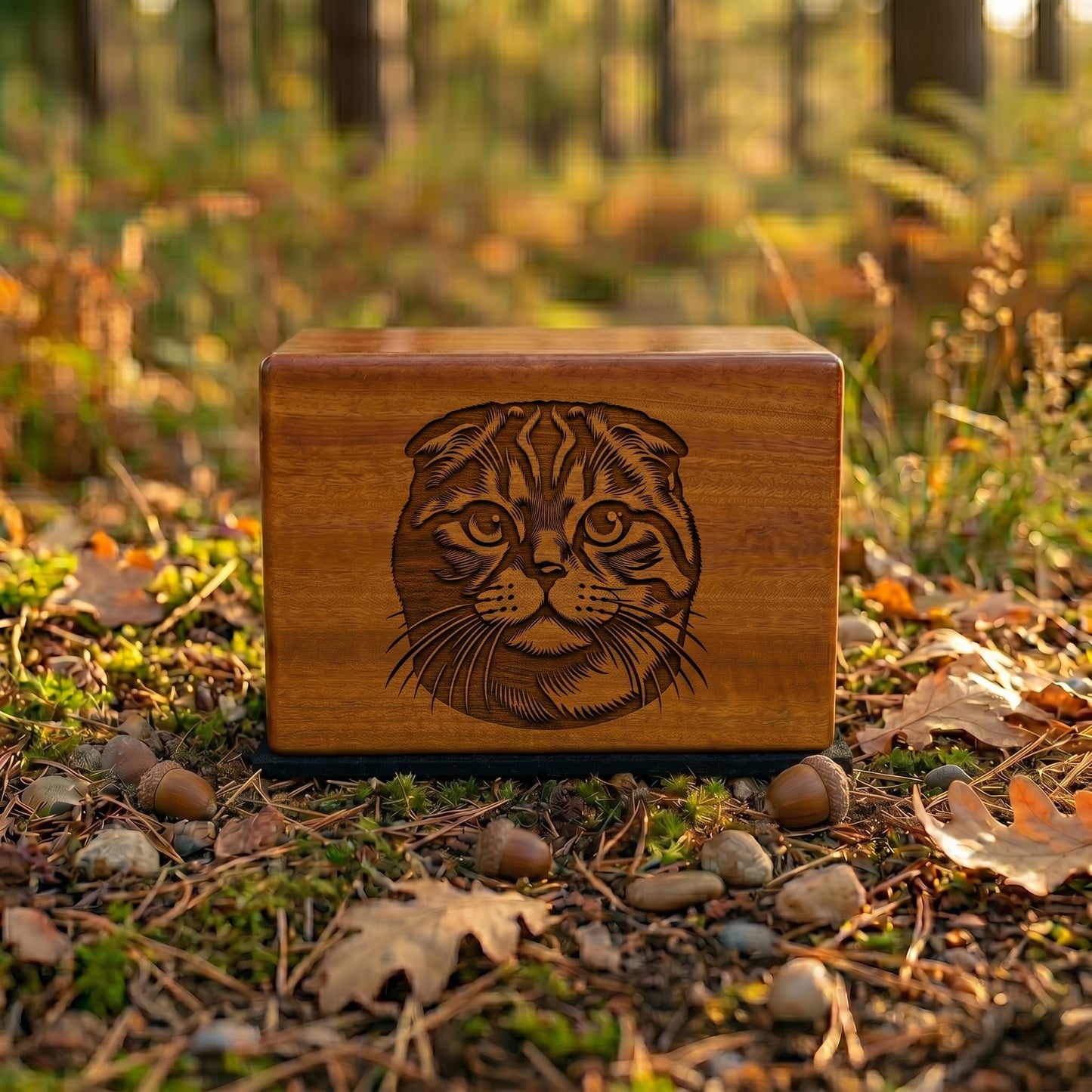 Scottish Fold Stencil Engraved Wood Memorial