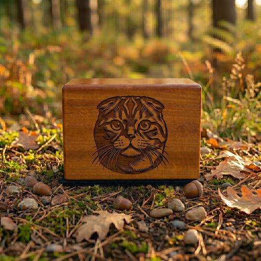 Scottish Fold Stencil Engraved Wood Memorial