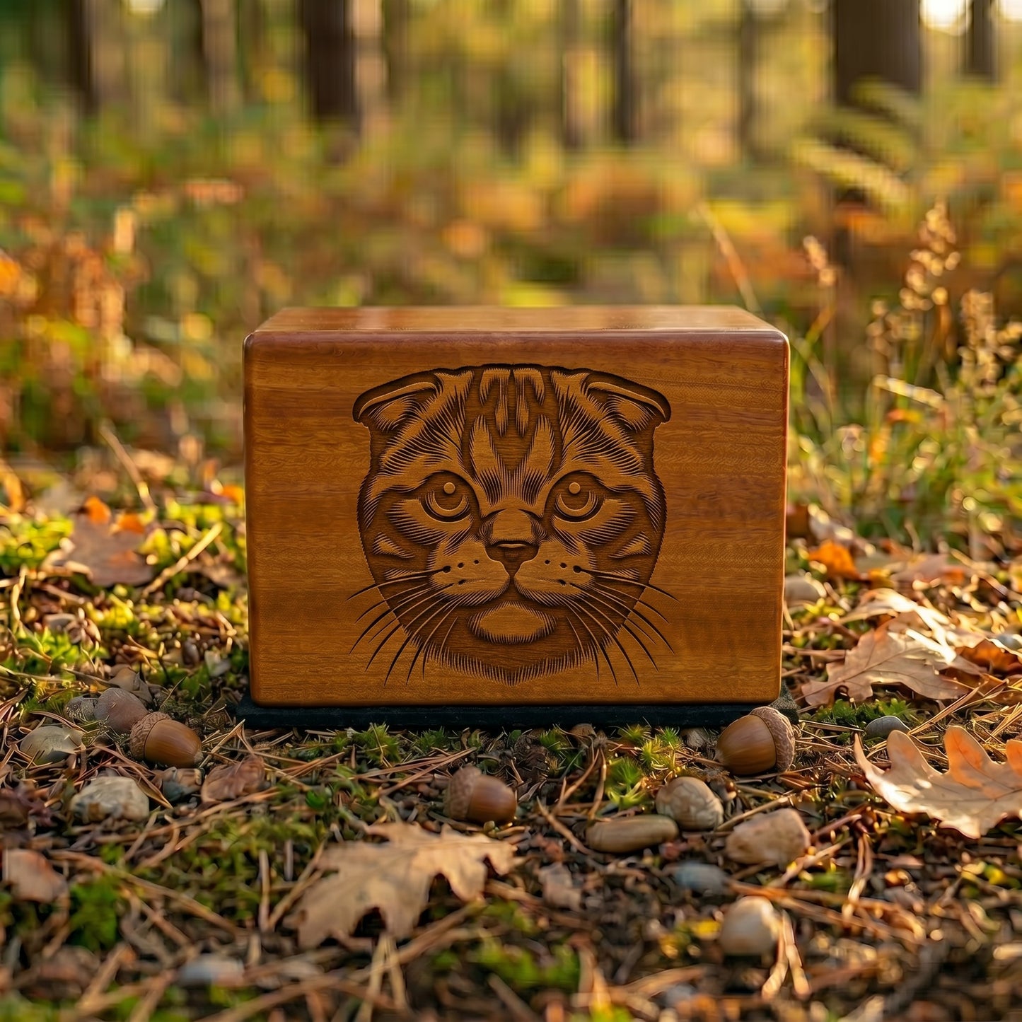 Scottish Fold Stencil Engraved Wood Memorial