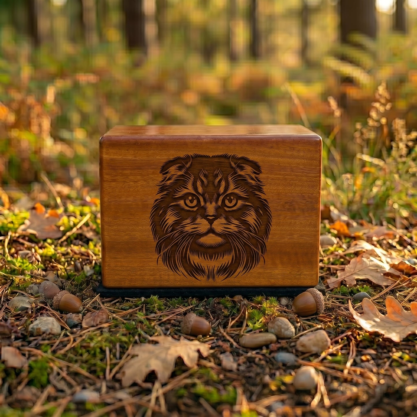 Scottish Fold Stencil Engraved Wood Memorial