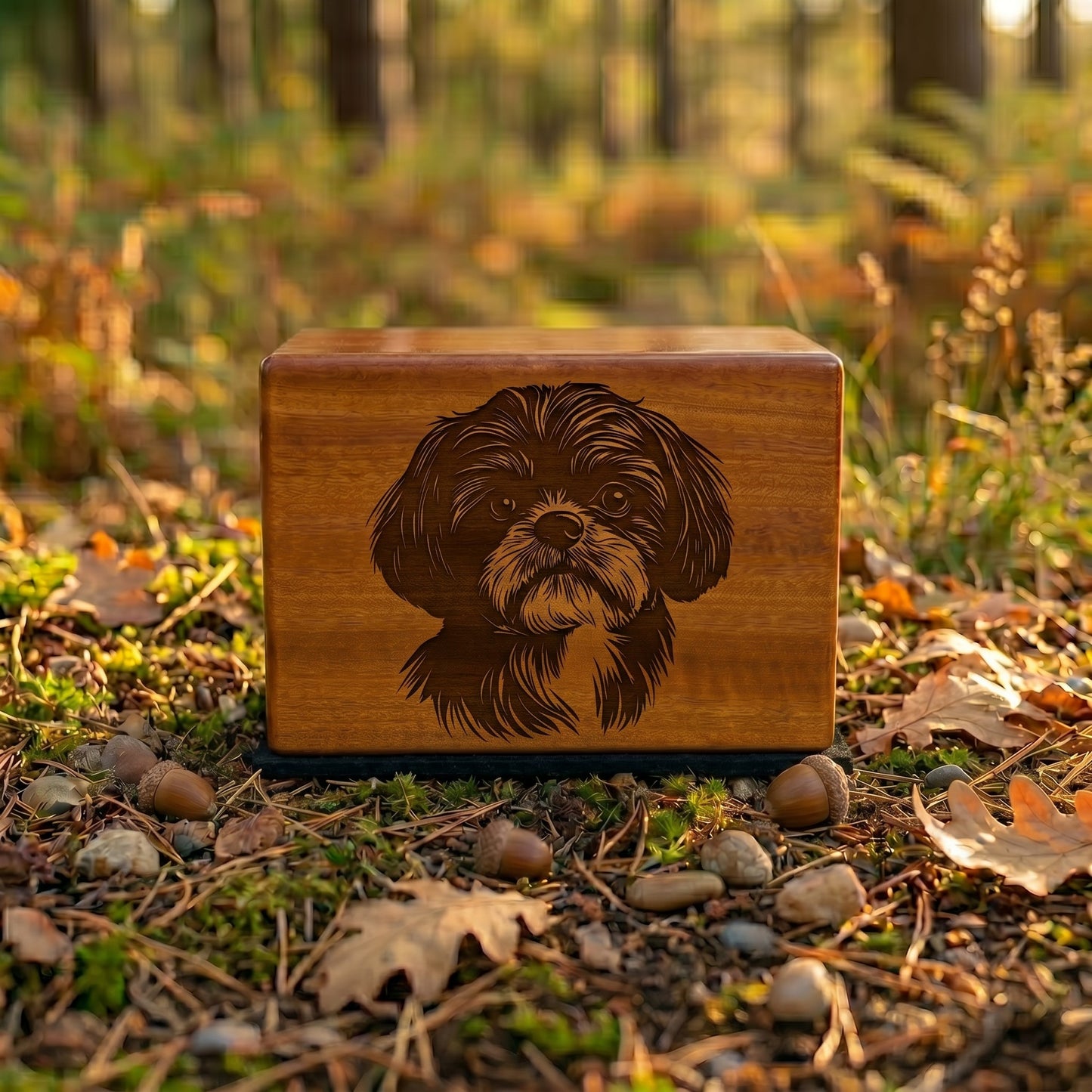 Shih Tzu Stencil Engraved Wood Memorial