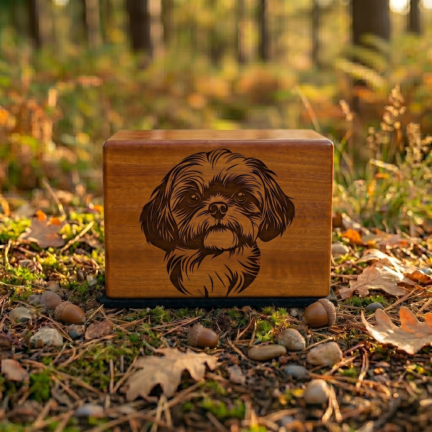 Shih Tzu Stencil Engraved Wood Memorial
