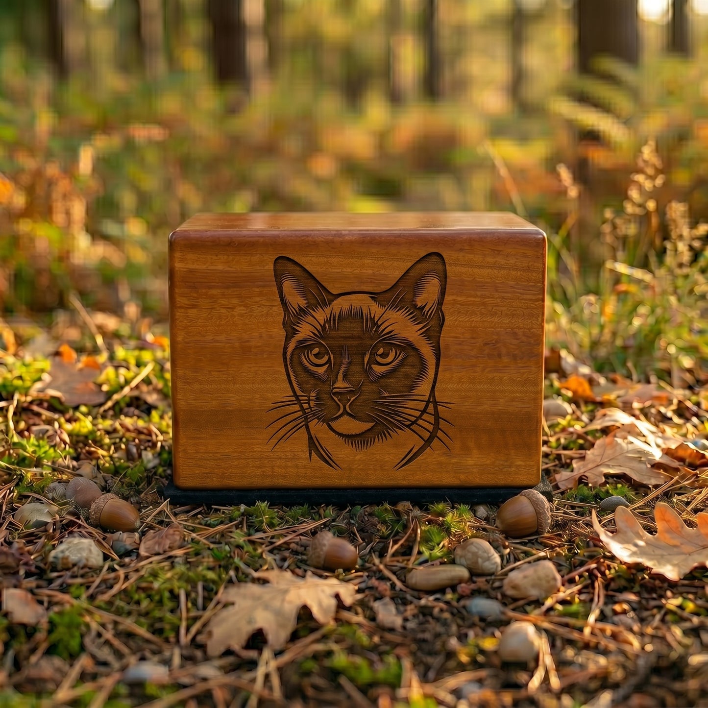 Siamese Stencil Engraved Wood Memorial