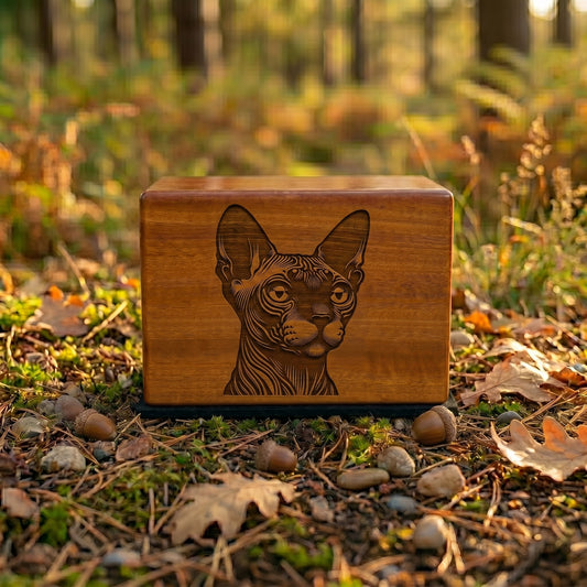 Sphynx Stencil Engraved Wood Memorial