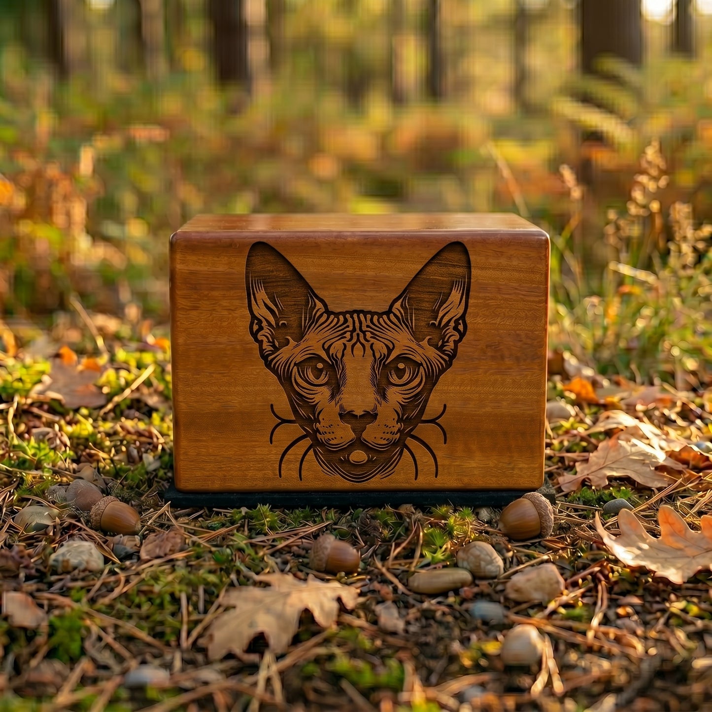 Sphynx Stencil Engraved Wood Memorial