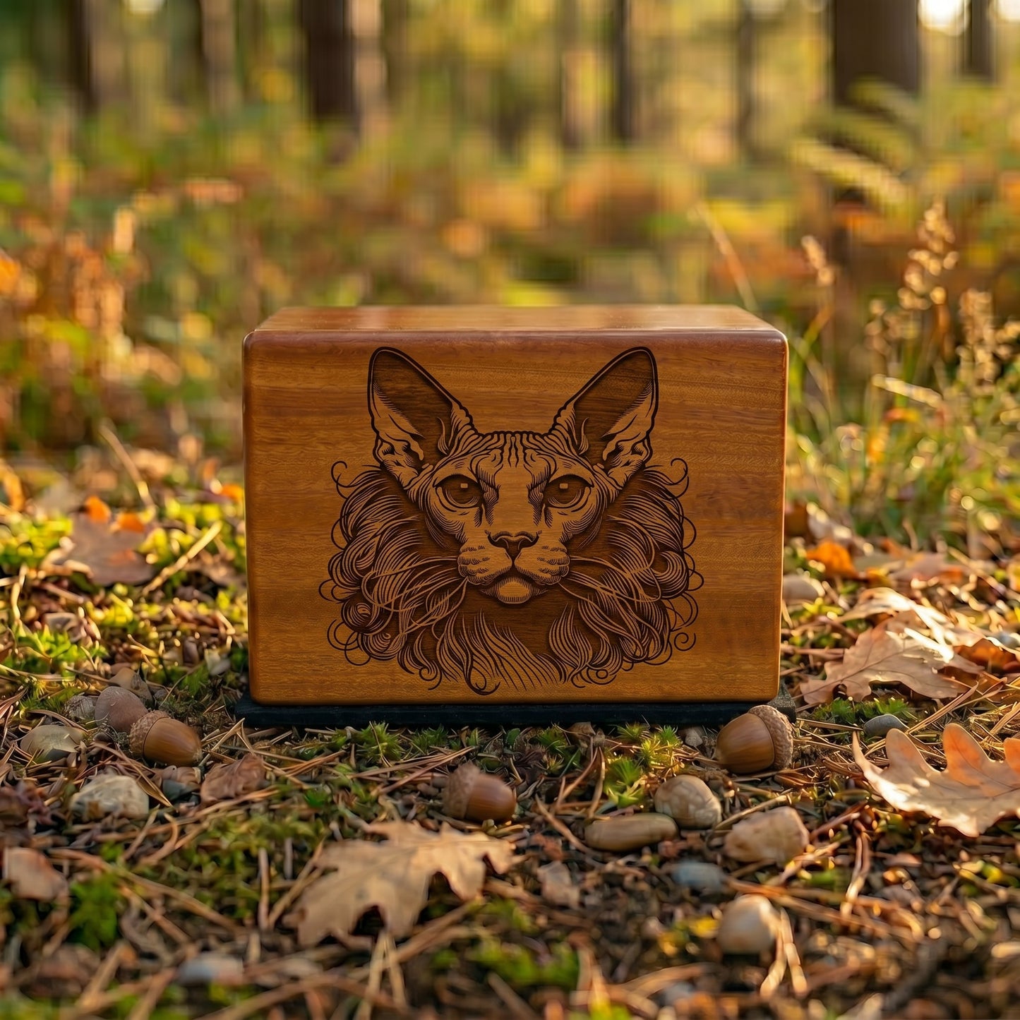Sphynx Stencil Engraved Wood Memorial